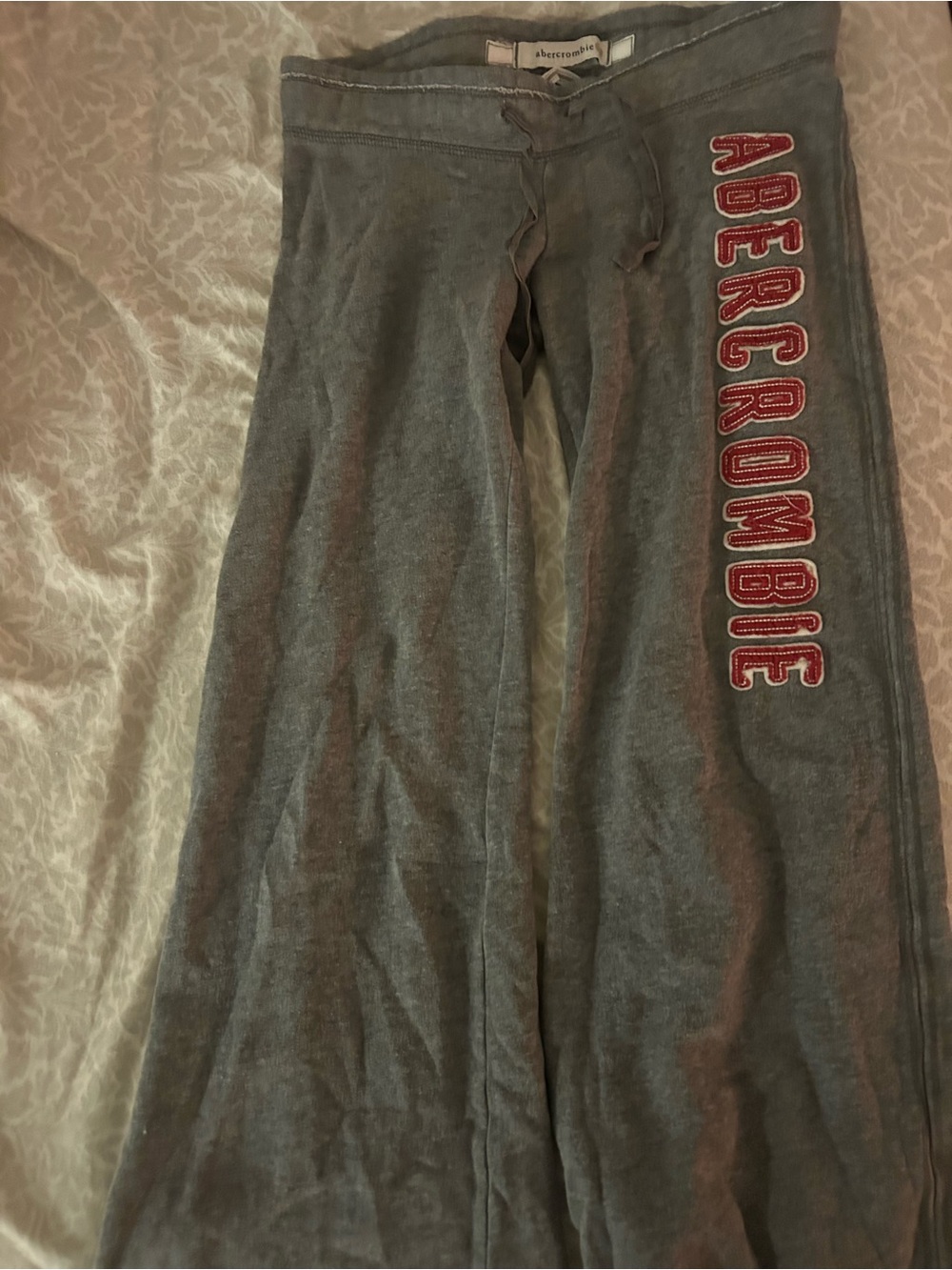 Abercrombie & Fitch Gray Sweatpants with Red Side Logo